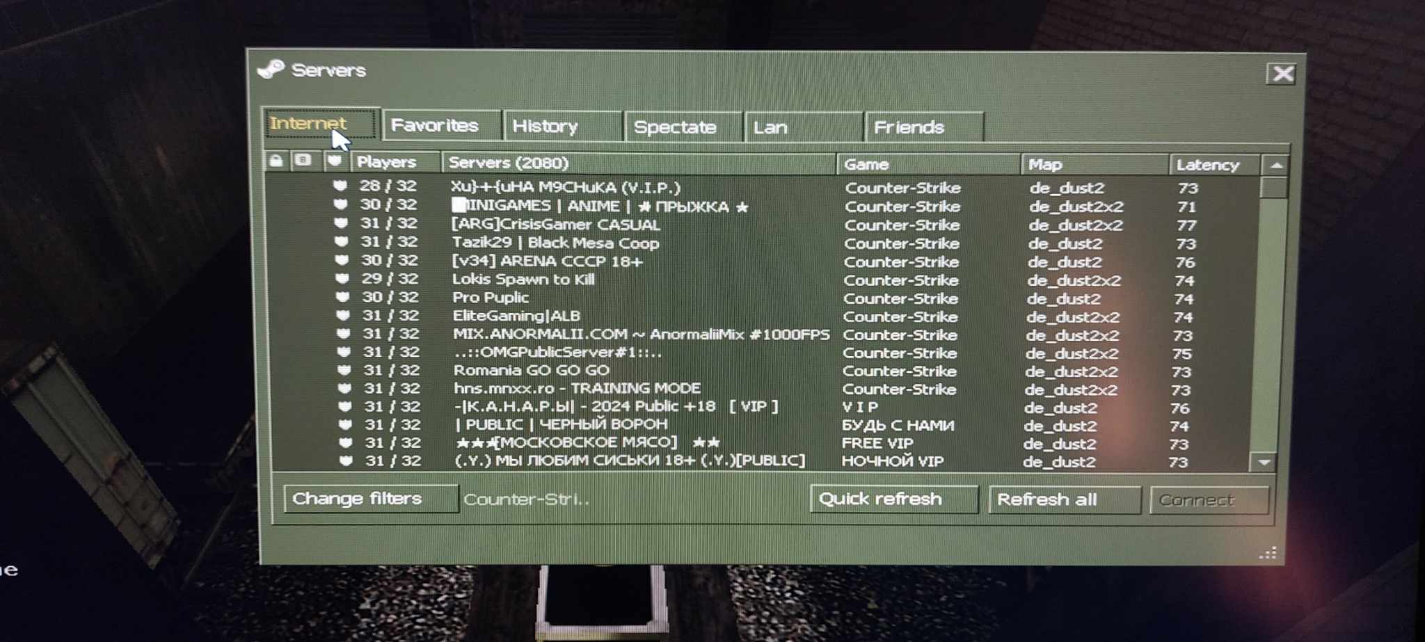 CS 1.6 Servers List Not Showing?